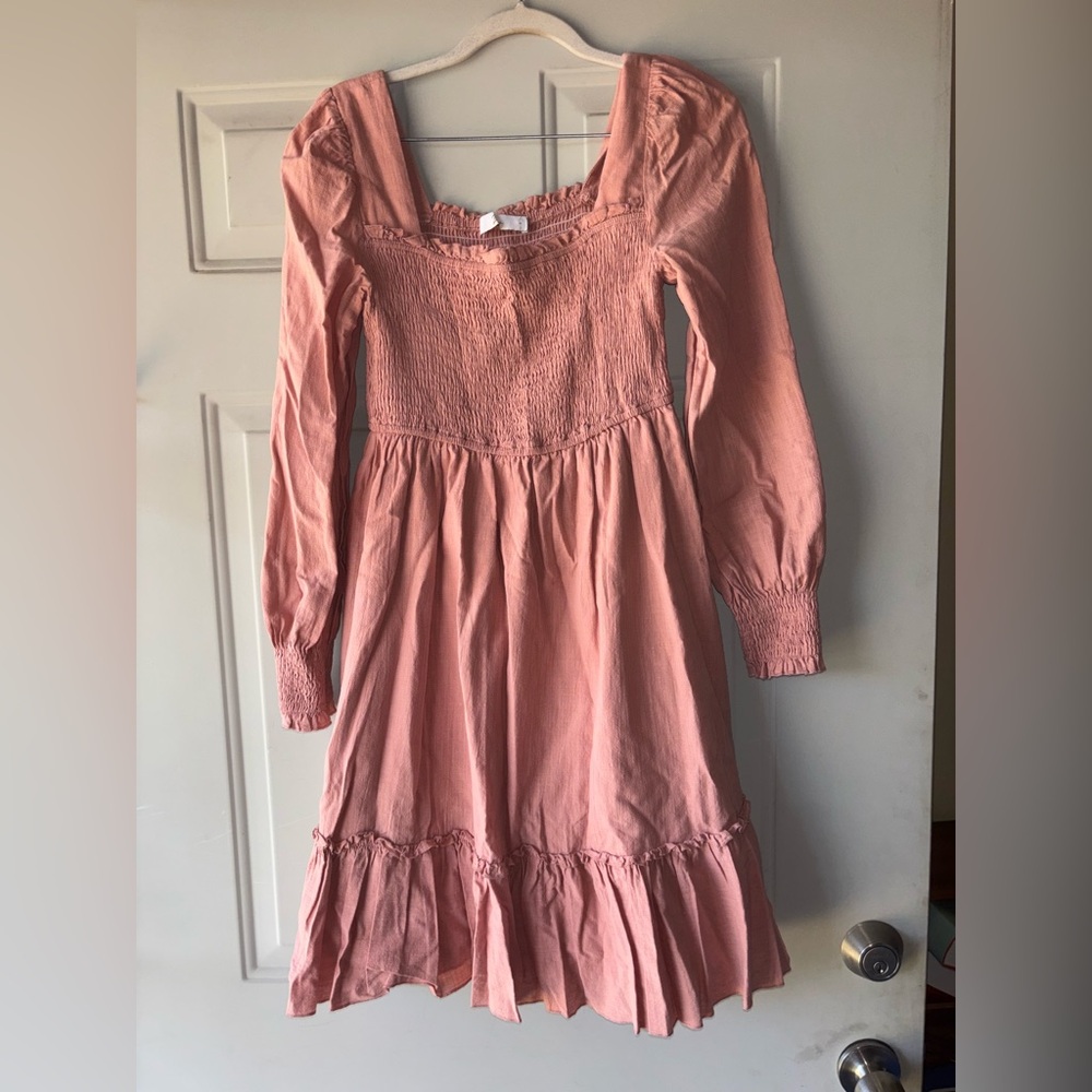 Zexxxy pink puff sleeve ruffle dress size S